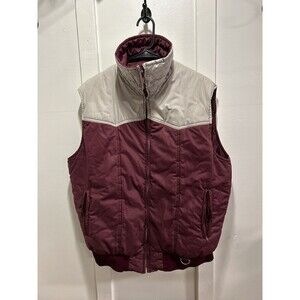 Vintage Hughes & Hatcher Puffer Vest 70s 80s Maroon And Tan Full Zip L/XL